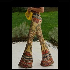 Fashion Vintage Floral Bell-bottoms Casual Pants